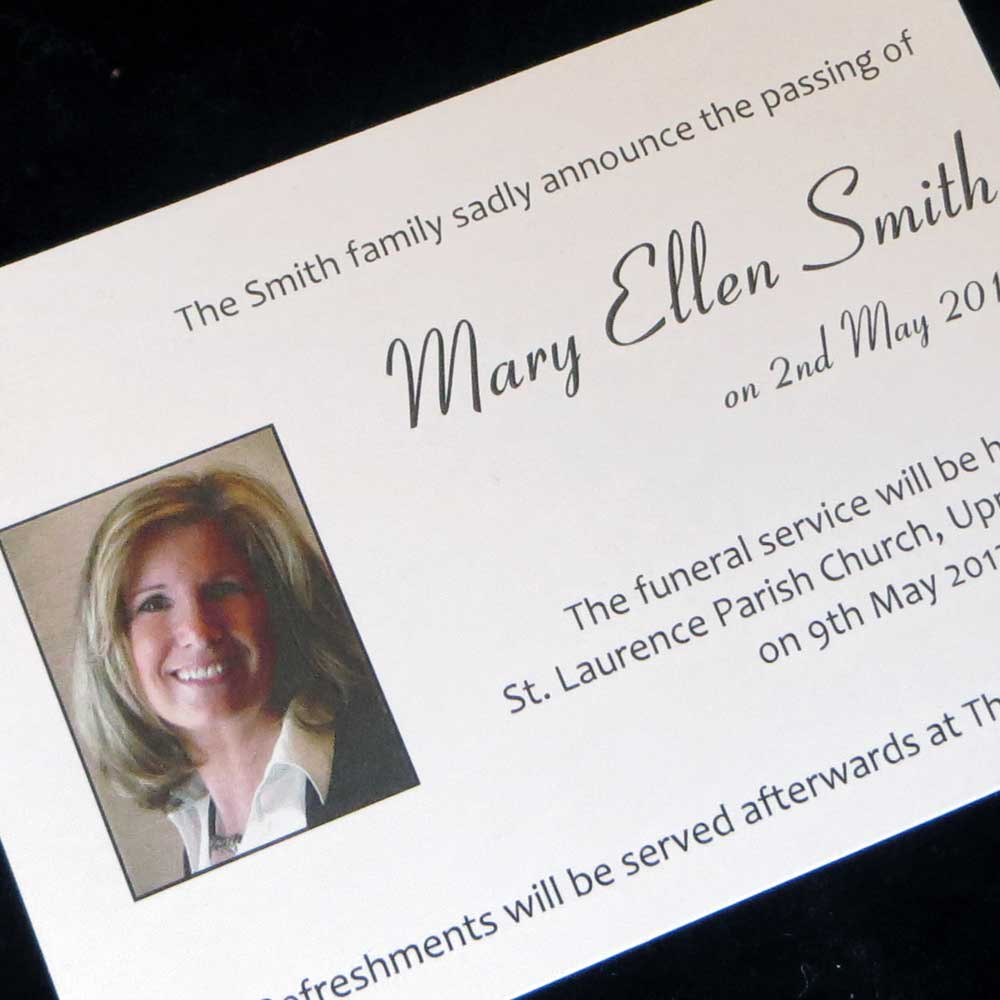 10 Funeral Announcement Cards Classic Design IJC Your Print On Demand