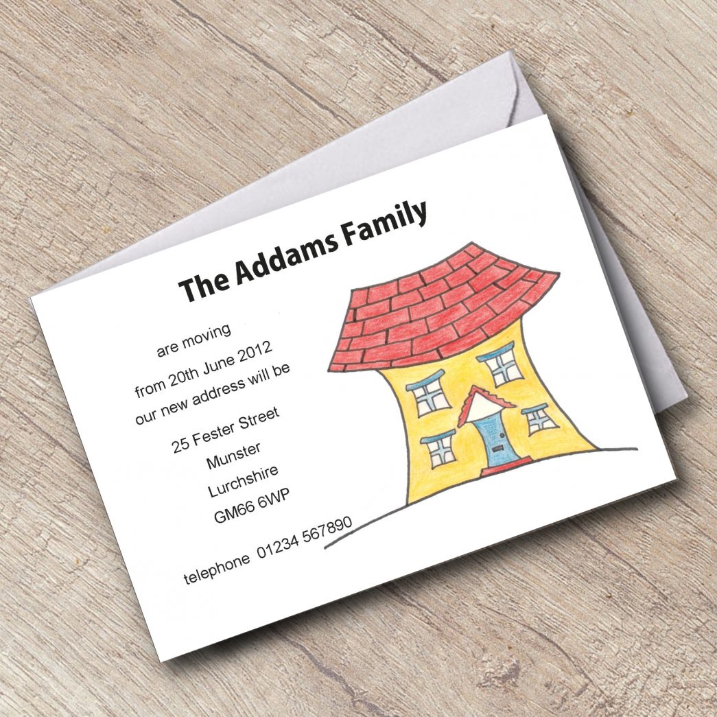 New Address Cards Cartoon House Design Pack of 8